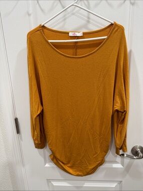 Aryeh Mustard Scoop Neck Long Sleeve Top